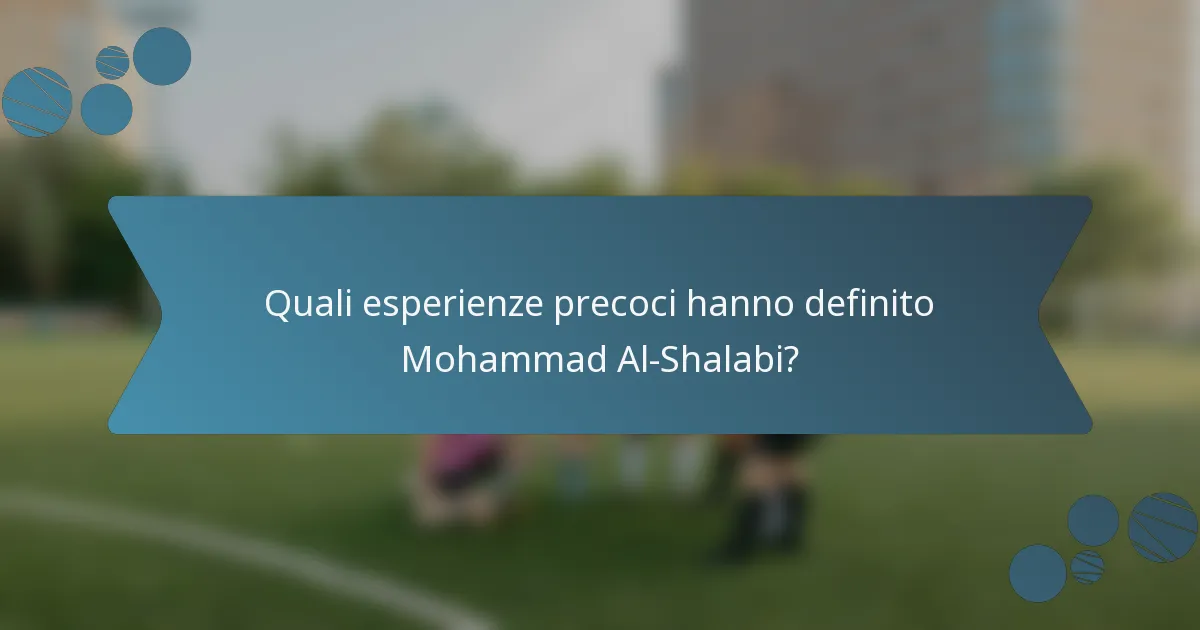 Quali esperienze precoci hanno definito Mohammad Al-Shalabi?