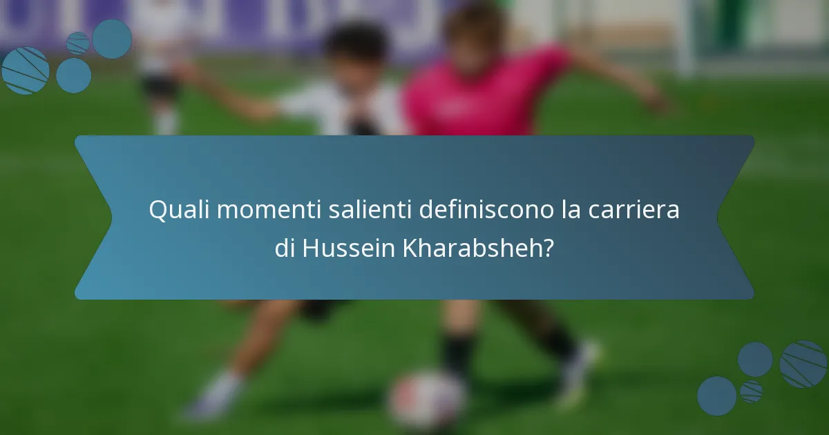 Quali momenti salienti definiscono la carriera di Hussein Kharabsheh?