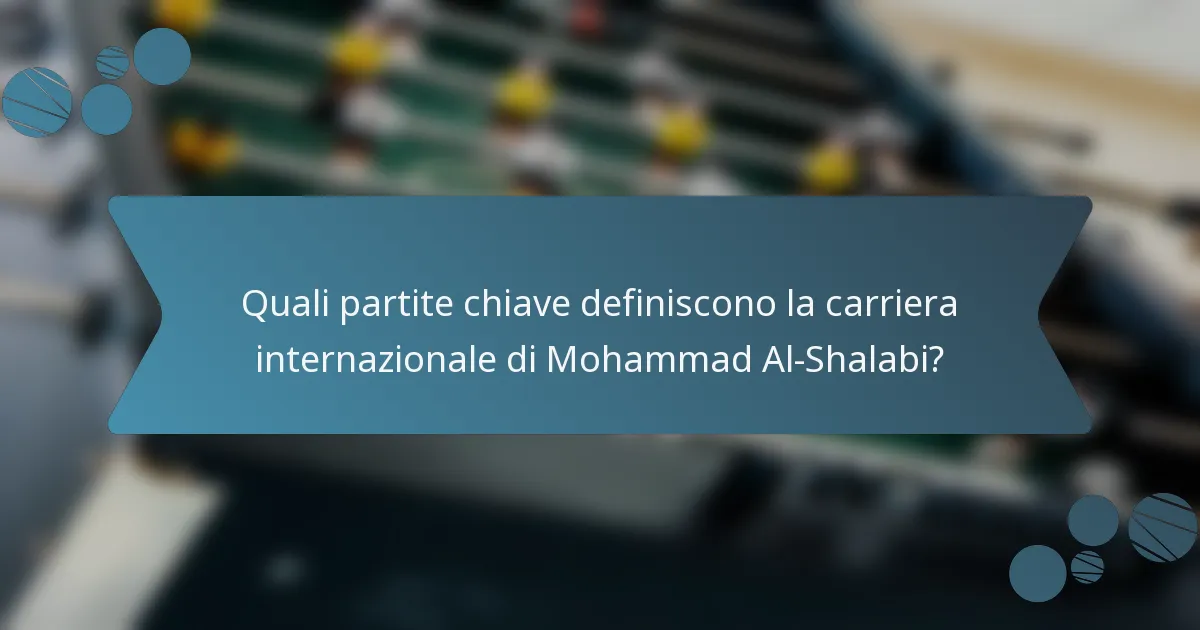 Quali partite chiave definiscono la carriera internazionale di Mohammad Al-Shalabi?
