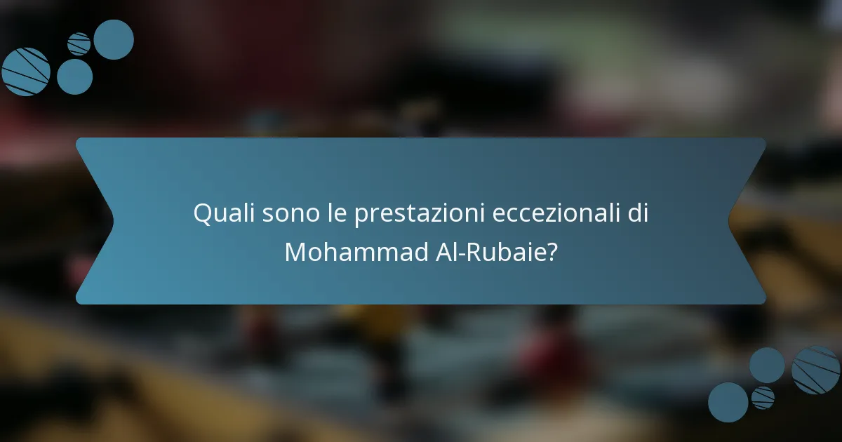 Quali sono le prestazioni eccezionali di Mohammad Al-Rubaie?