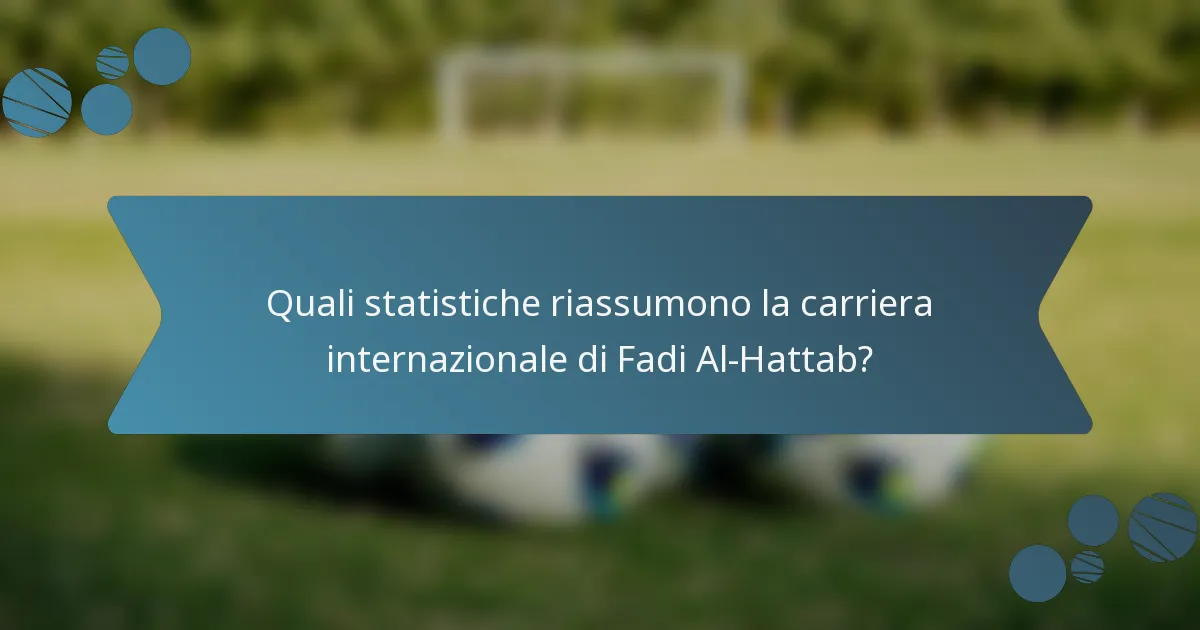 Quali statistiche riassumono la carriera internazionale di Fadi Al-Hattab?